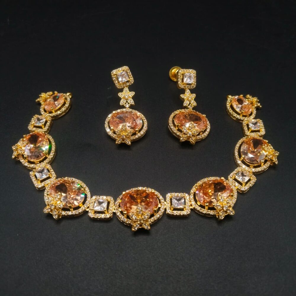 Diamond cut real stone neckless