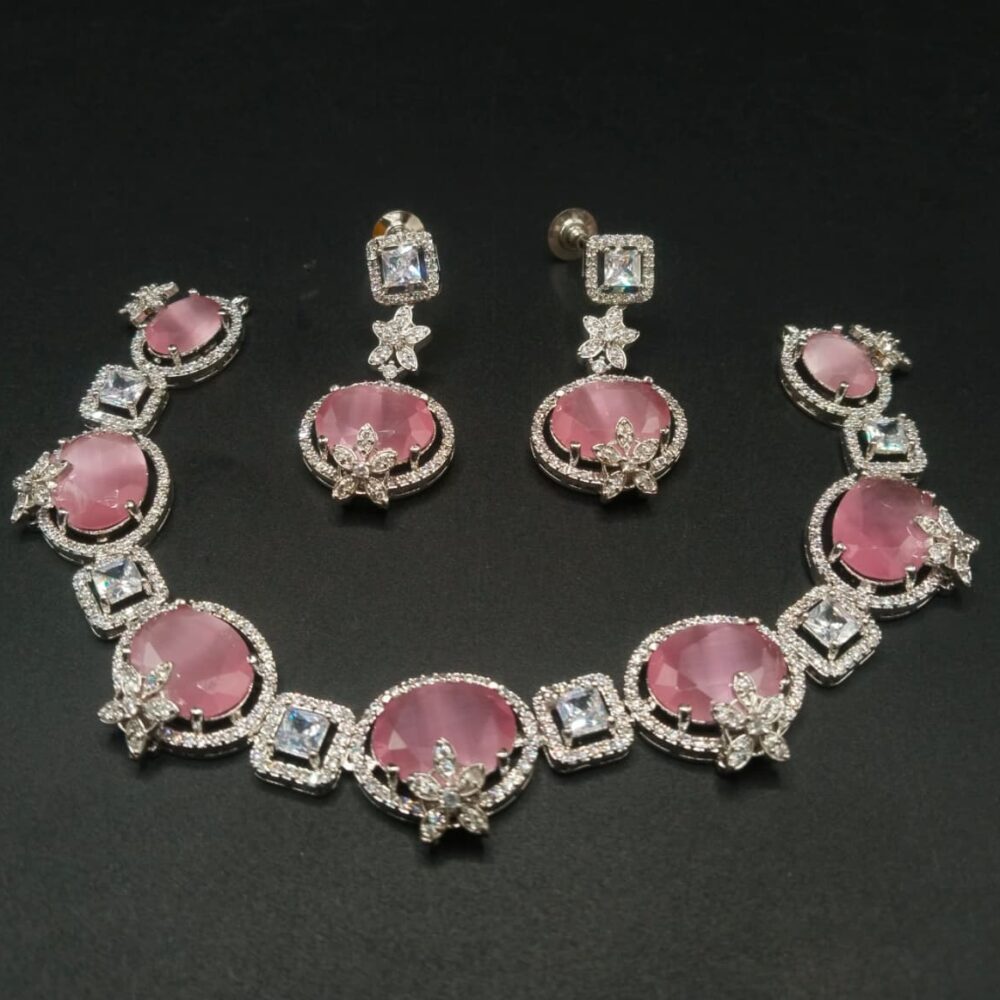 Diamond cut real stone neckless