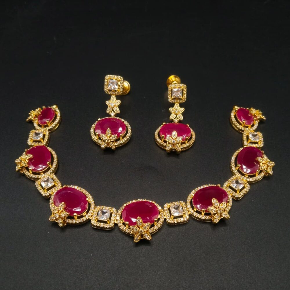 Diamond cut real stone neckless