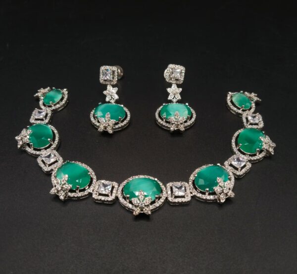 Diamond cut real stone neckless