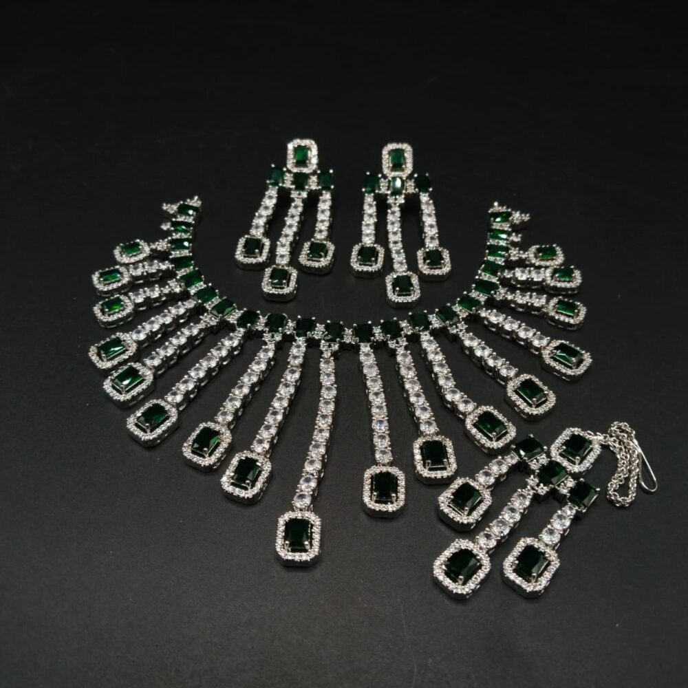 Diamond cut real stone down necklace