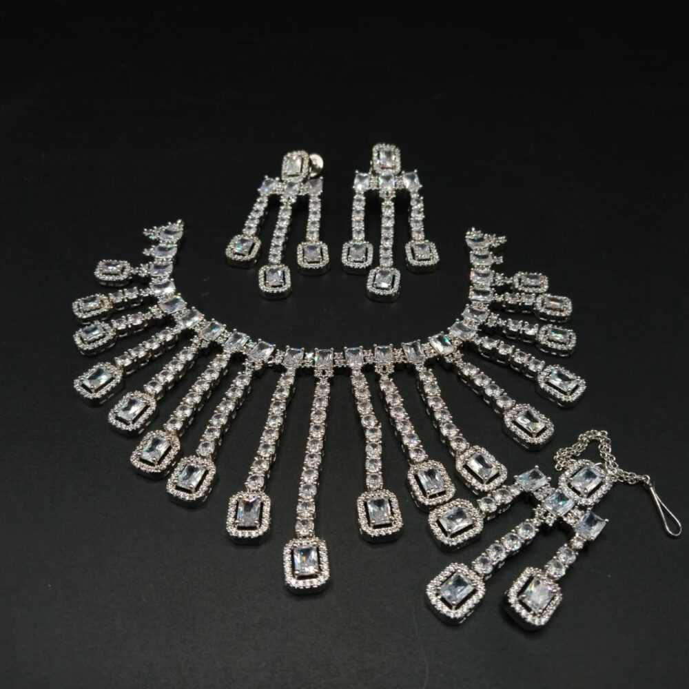 Diamond cut real stone down necklace