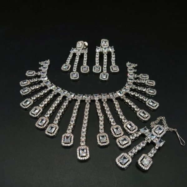Diamond cut real stone down necklace