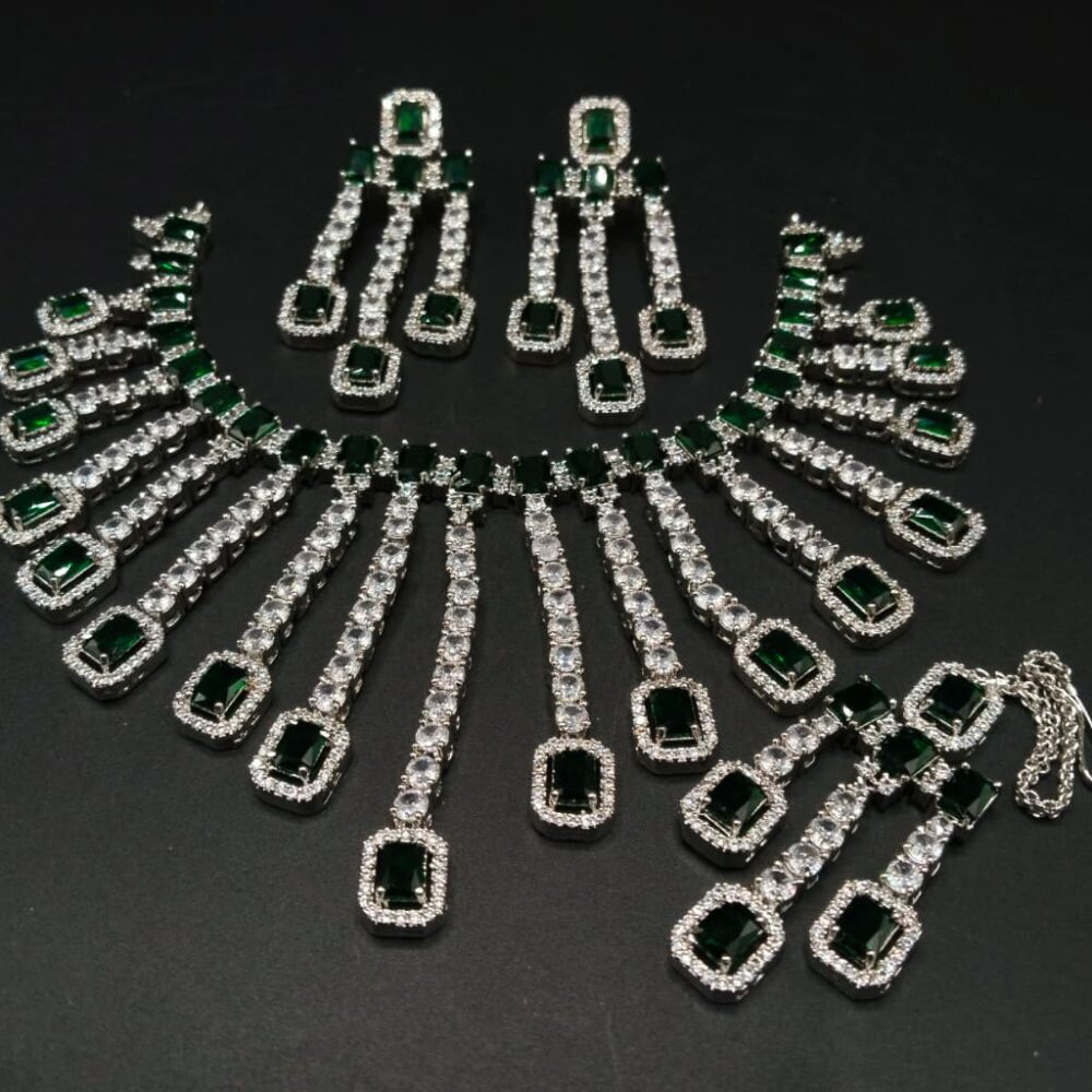 Diamond cut real stone down necklace