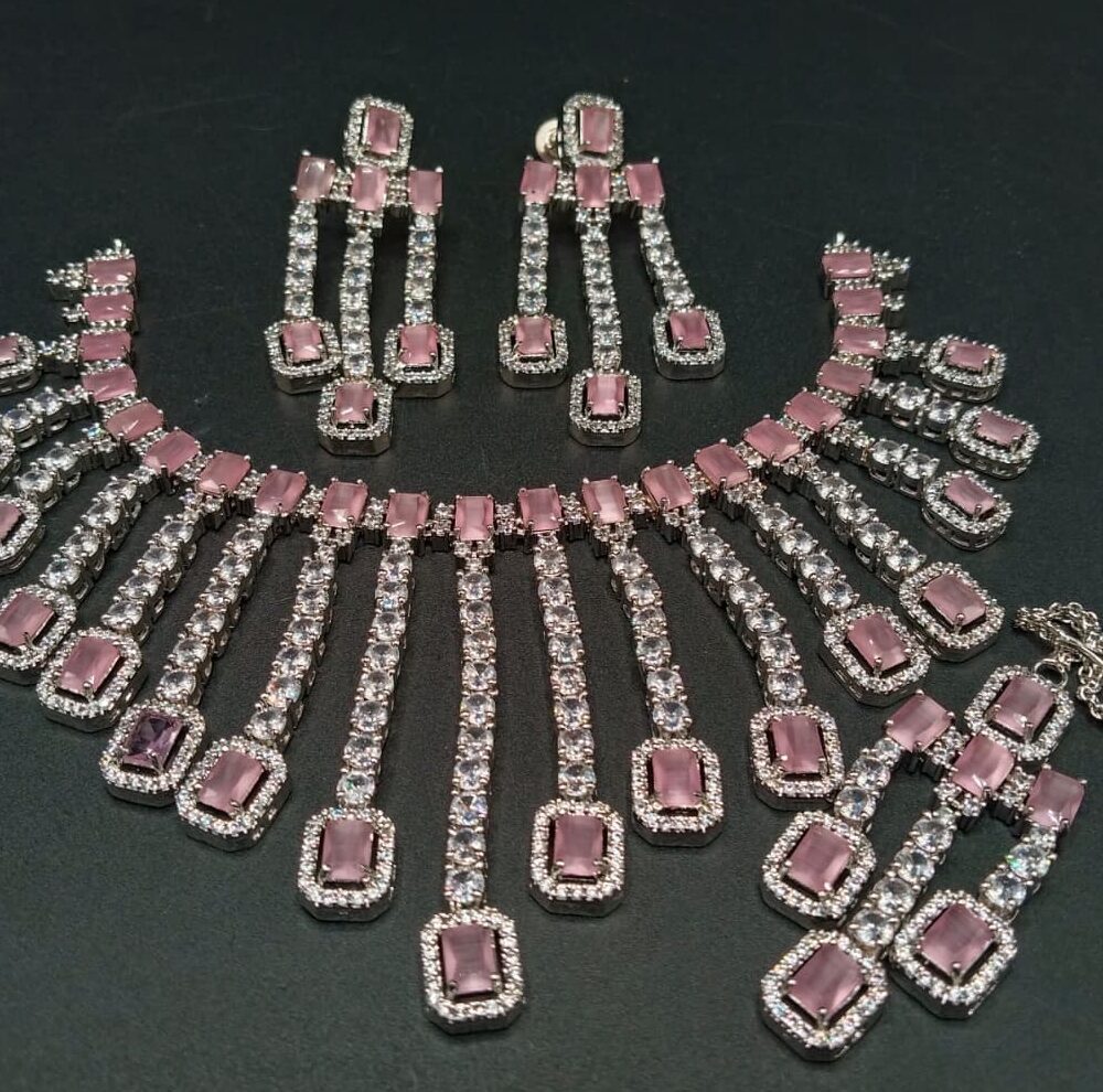 Diamond cut real stone down necklace
