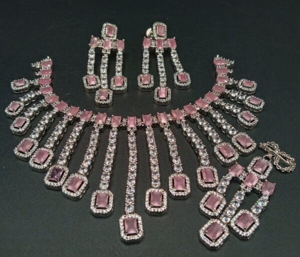 Diamond cut real stone down necklace