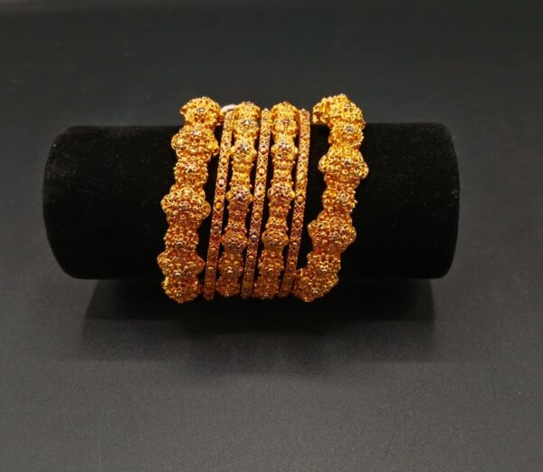 One Caret "Gokhru" Floral Kangan & Bangle Set (6-Piece)
