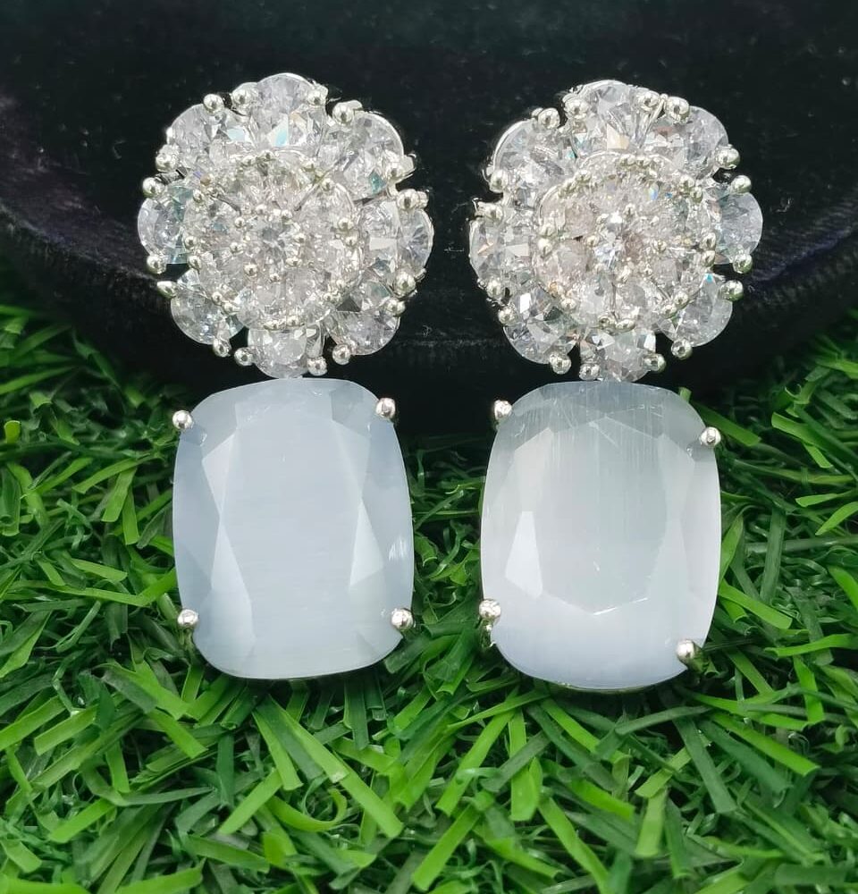 Diamond cut real stone down necklace