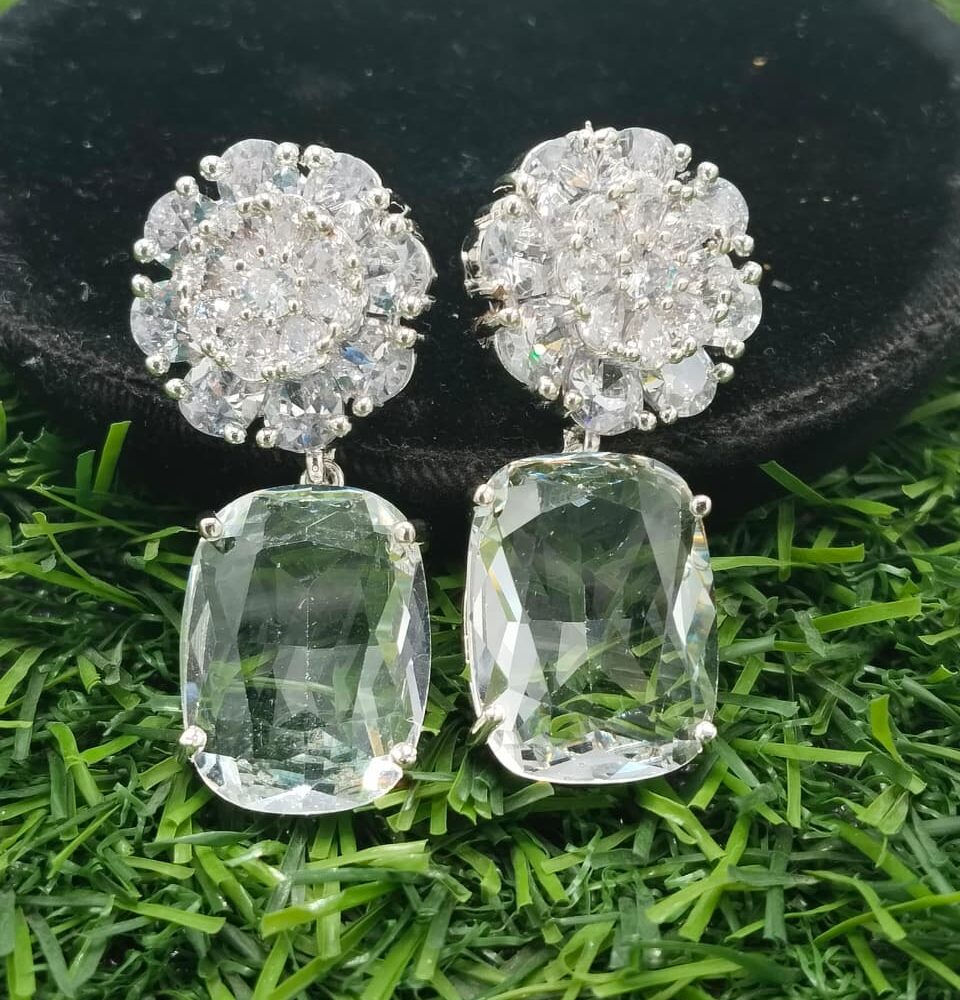 Diamond cut real stone down necklace