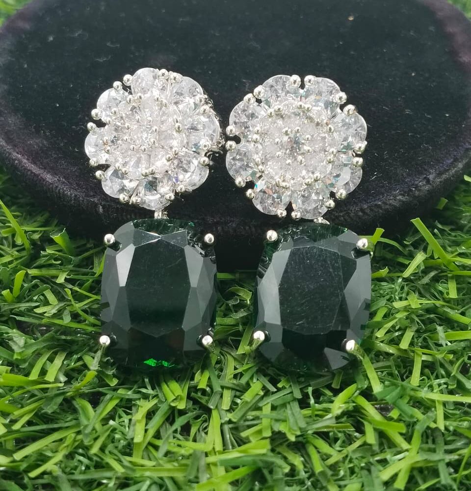 Diamond cut real stone down necklace