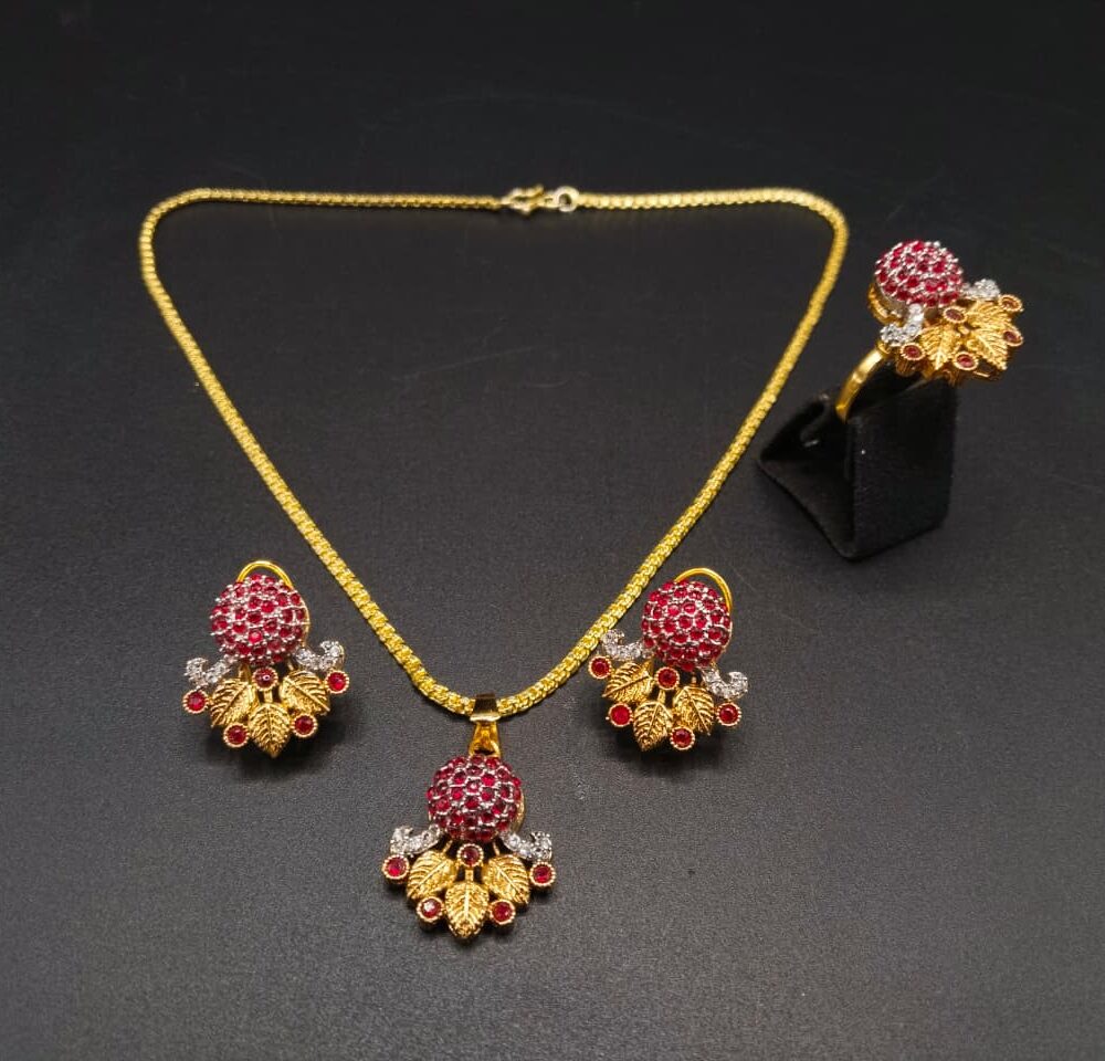 Royal Crimson Floral Bouquet Jewelry Set