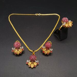 Royal Crimson Floral Bouquet Jewelry Set