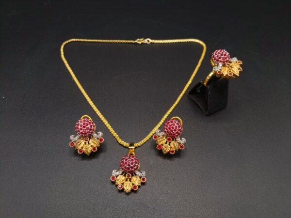 Royal Crimson Floral Bouquet Jewelry Set