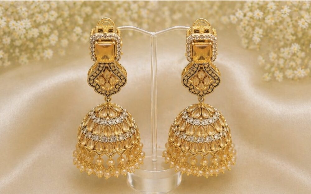 Casting original stone high quality jhumka
