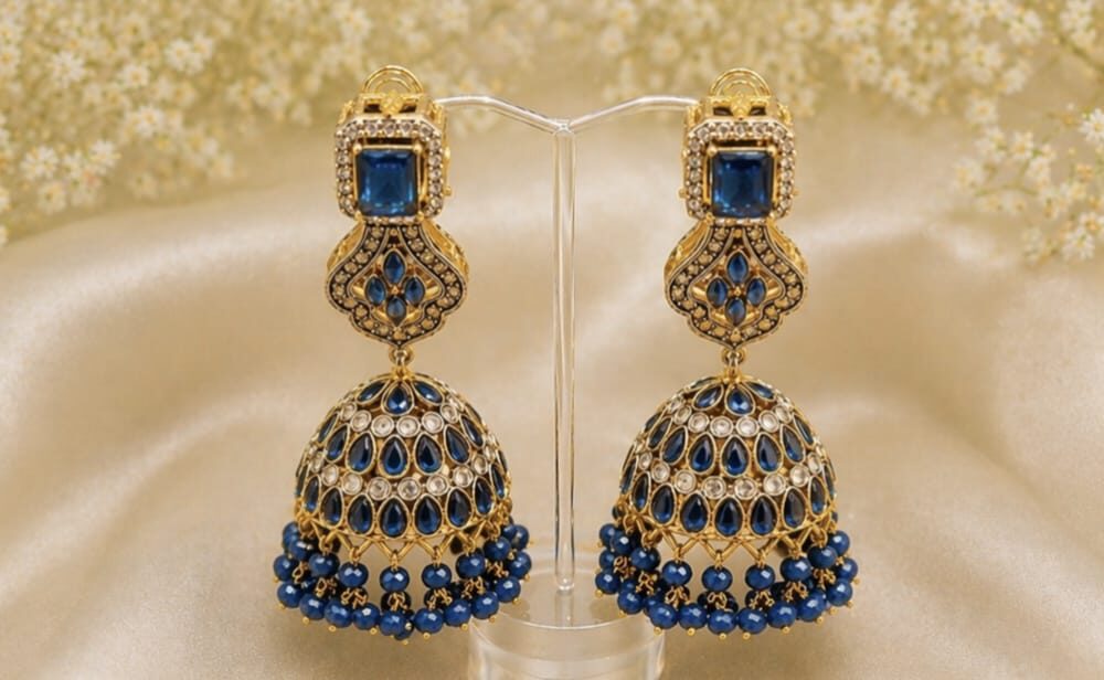 Casting original stone high quality jhumka