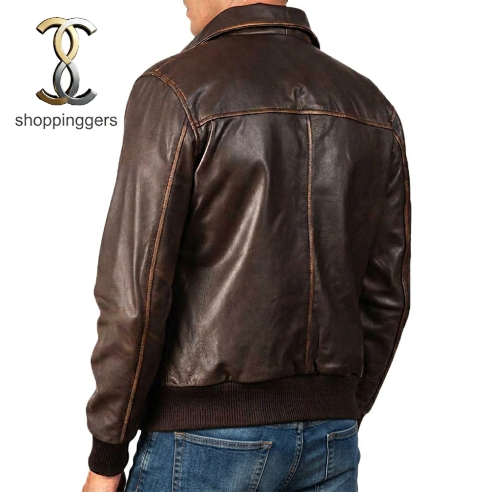 Aaron Leather Bomber Jacket
