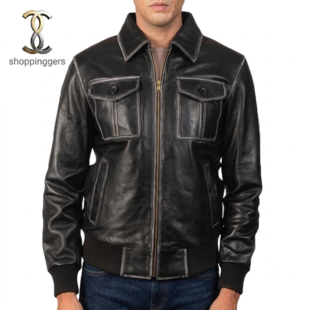 Aaron Leather Bomber Jacket