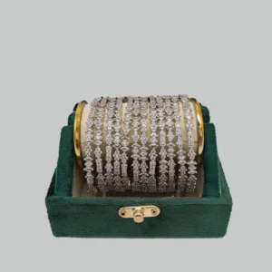 Silver American Diamond Bangle Stack