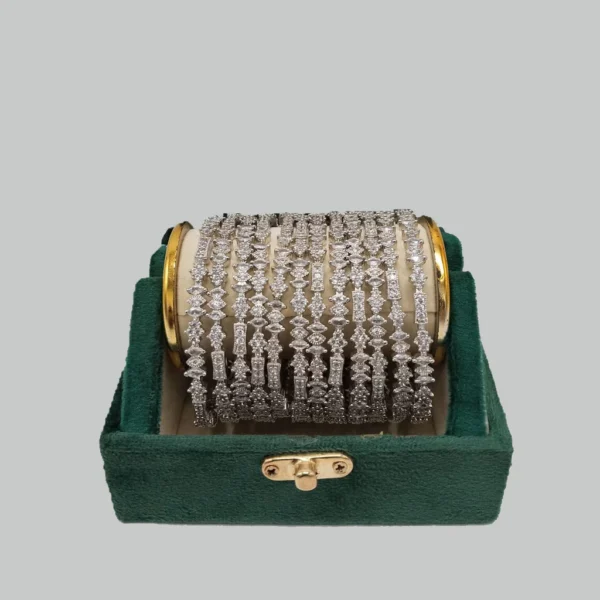 Silver American Diamond Bangle Stack